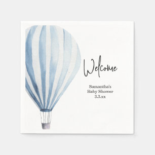 Hot air balloon welcome baby shower napkin