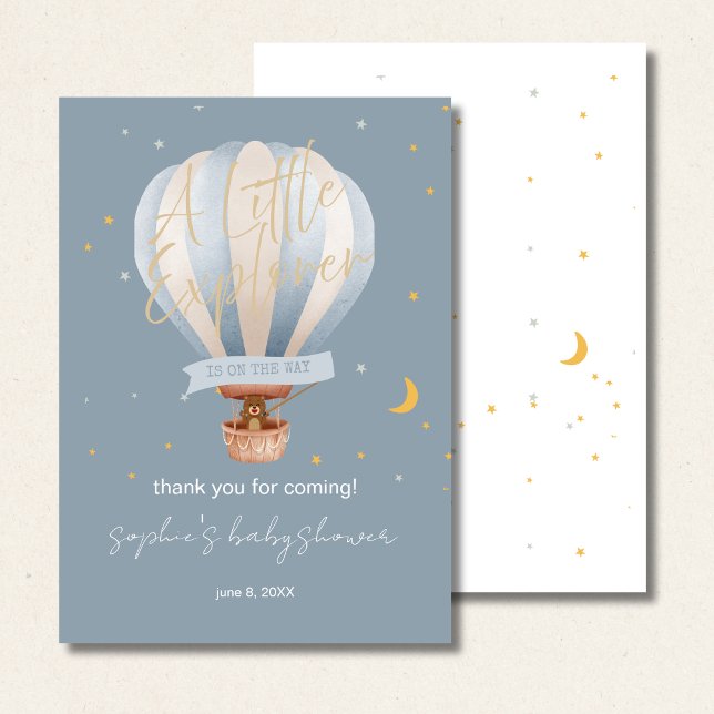Hot Air Balloon Whimsical Cute Teddy Bear  Thank You Card (Creator Uploaded)