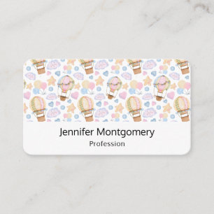 Hot Air Balloon Whimsical Watercolor Pattern Business Card