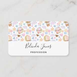 Hot Air Balloon Whimsical Watercolor Pattern Business Card