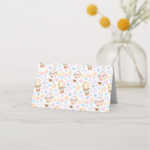 Hot Air Balloon Whimsical Watercolor Pattern Place Card