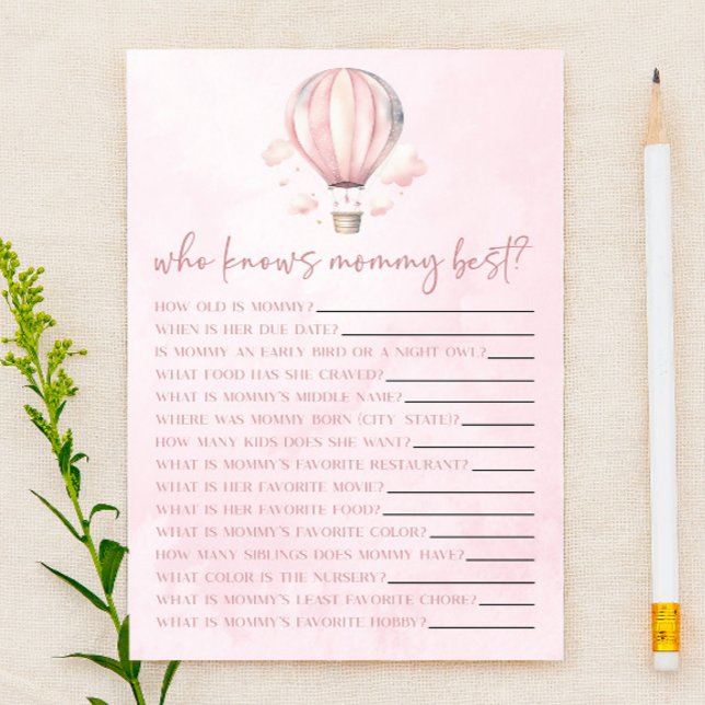 Hot Air Balloon Who Knows Mummy Baby Shower Game (Creator Uploaded)
