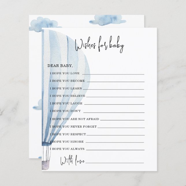 Hot air balloon | wishes for baby (Front/Back)