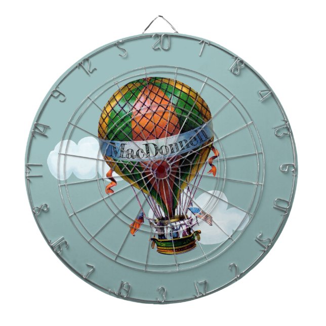 Hot Air Balloon with Clouds Personalise Dartboard (Front)