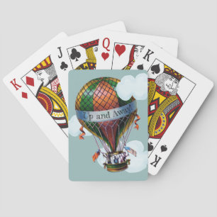 Hot Air Balloon with Clouds Personalise Playing Cards