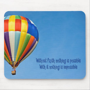 hot air balloon with faith quote mouse pad