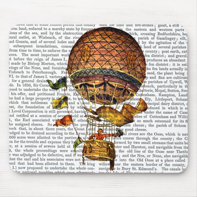 Hot Air Balloon with Flags Mouse Pad (Front)