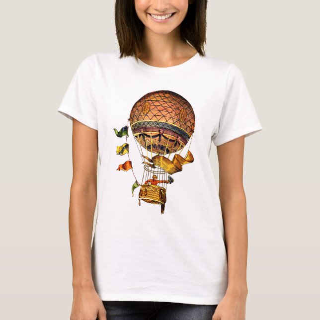 Hot Air Balloon with Flags T-Shirt (Front)
