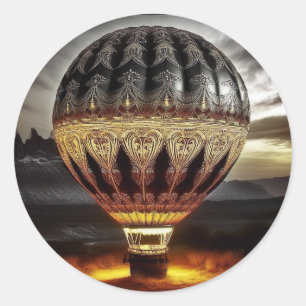 Hot Air Balloon With Intricate Baroque Design Classic Round Sticker