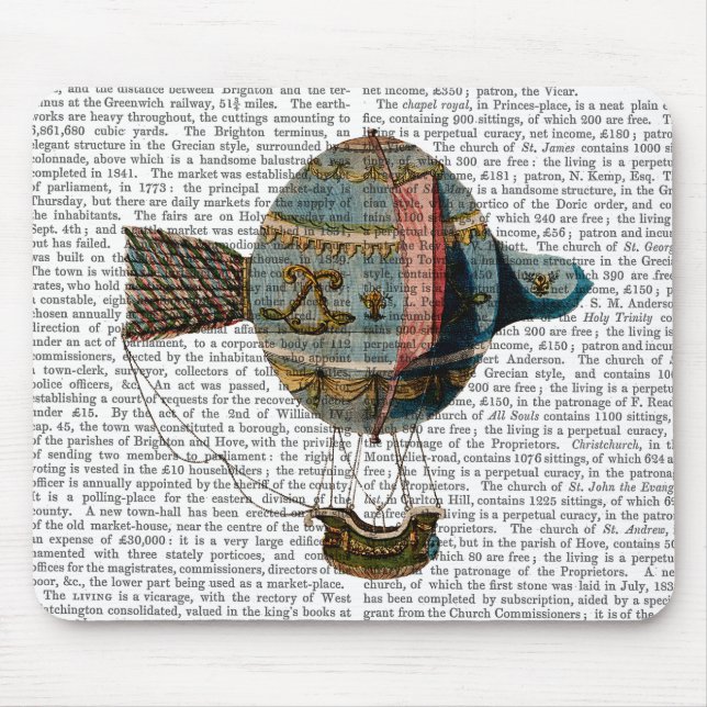 Hot Air Balloon With Tail Feather Mouse Pad (Front)