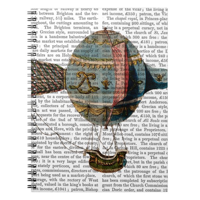 Hot Air Balloon With Tail Feather Notebook (Front)
