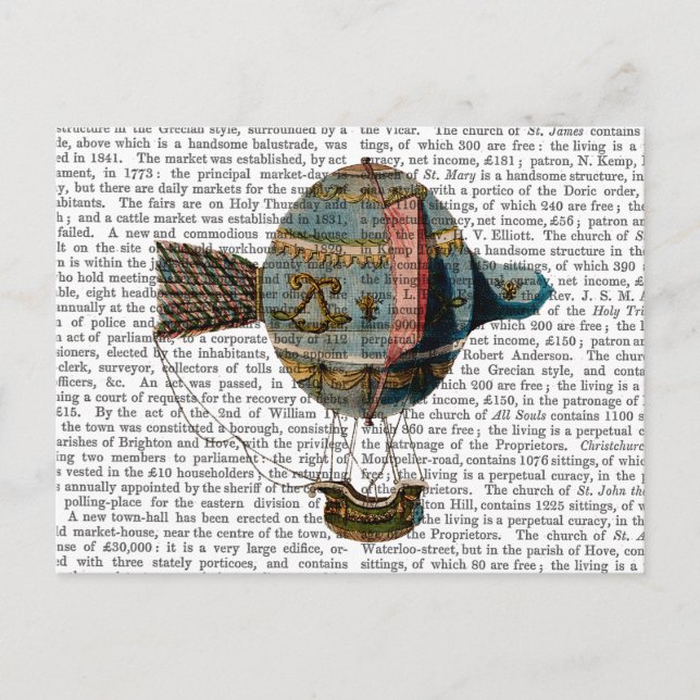 Hot Air Balloon With Tail Feather Postcard (Front)