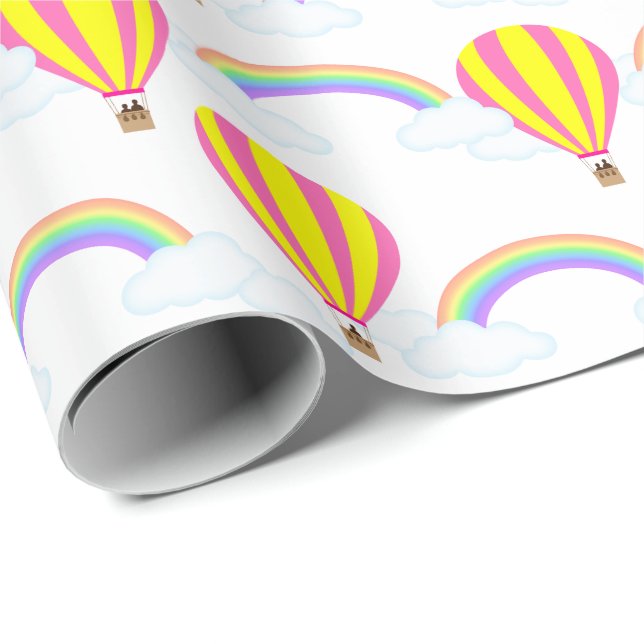 Hot Air Balloon Wrapping Paper - White Background (Roll Corner)