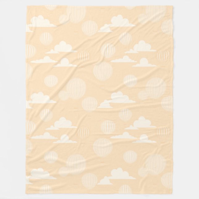 Hot Air Balloon Yellow Throw Pillow Fleece Blanket (Front)