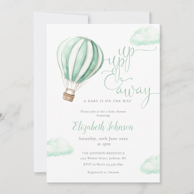 Hot Air BalloonAll In One Neutral Baby Shower Invitation (Front)