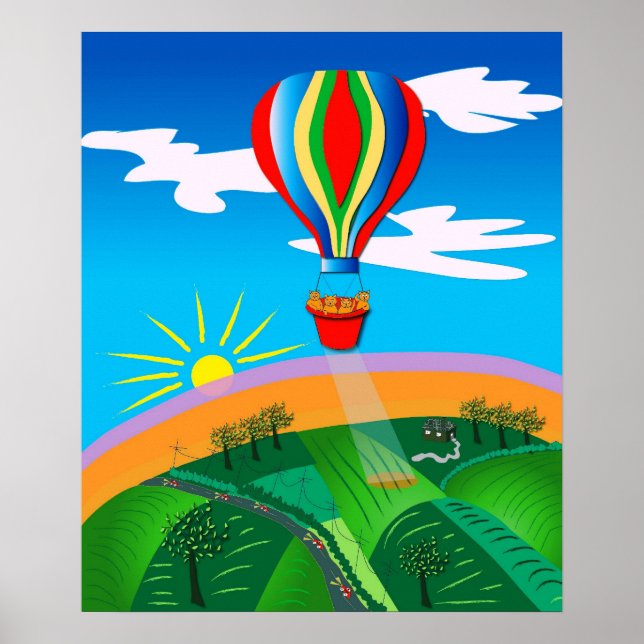 Hot Air Ballooning Folk Art Poster (Front)