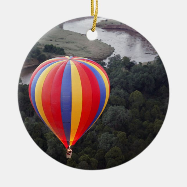 Hot-Air Ballooning over the Mara River Ceramic Ornament (Front)