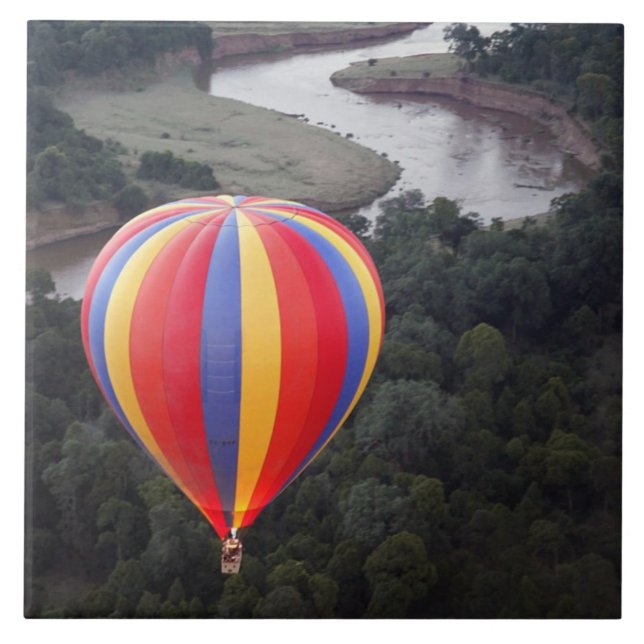 Hot-Air Ballooning over the Mara River Ceramic Tile (Front)