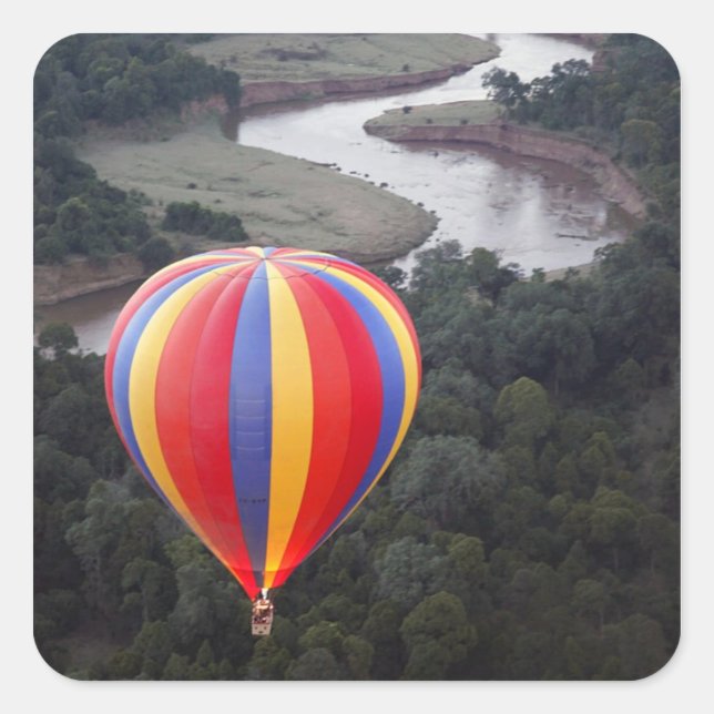 Hot-Air Ballooning over the Mara River Square Sticker (Front)