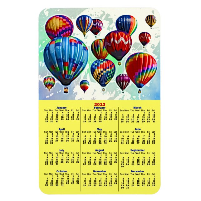 Hot Air Balloons 2012 Calendar Magnet (Vertical)