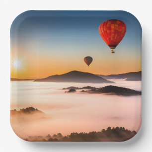 Hot Air Balloons and Mountain Scene Paper Plate