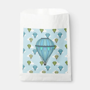 Hot Air Balloons Blue and Green Cloudy Sky Favour Bag