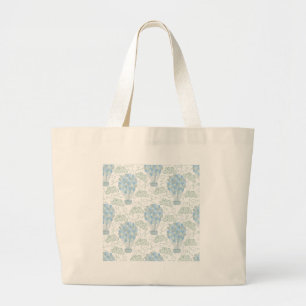 Hot air balloons blue nursery home decor wall art large tote bag