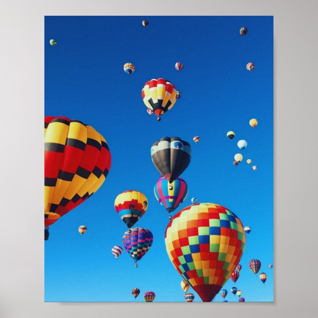 Hot Air Balloons Blue Sky Poster (Front)