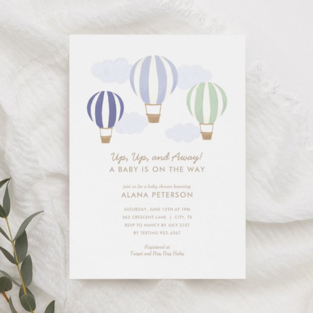 Hot Air Balloons Boy Travel Baby Shower Invitation (Creator Uploaded)