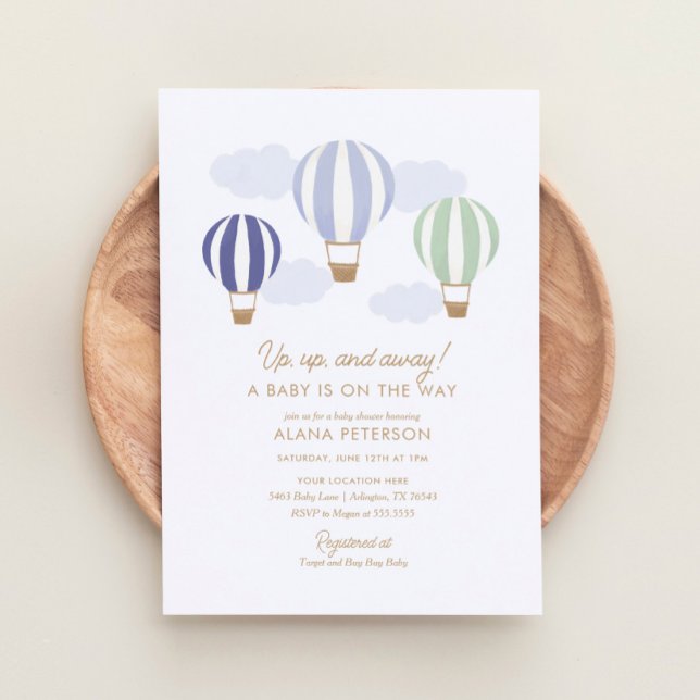 Hot Air Balloons Boy Travel Baby Shower Invitation (Creator Uploaded)