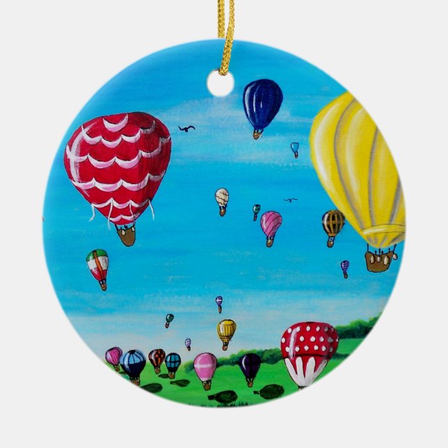 Hot Air Balloons Ceramic Tree Decoration (Front)