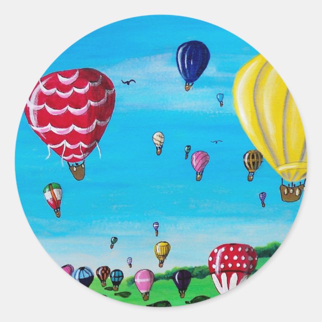 Hot Air Balloons Classic Round Sticker (Front)