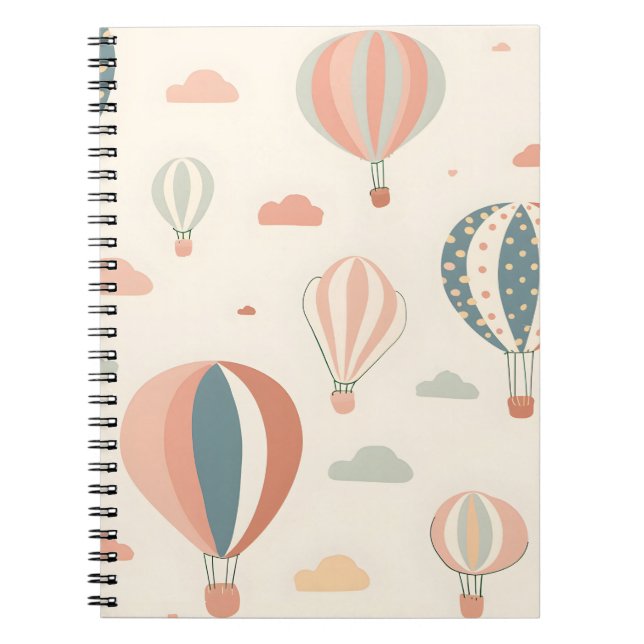Hot Air Balloons Cute Clauds Patterns Notebook (Front)