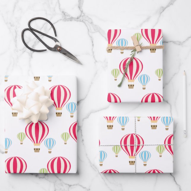 Hot Air Balloons Design Wrapping Paper Sheet (Front)