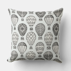 hot air balloons I black Cushion