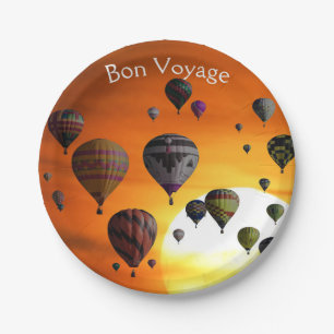 Hot air balloons in flight paper plate