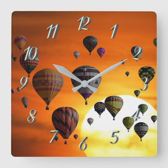 Hot air balloons in flight square wall clock (Front)