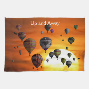 Hot air balloons in flight tea towel