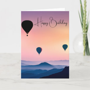 Hot Air Balloons In Morning Mist Birthday Card