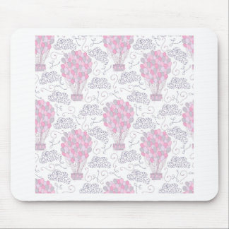 Hot air balloons in pink nursery art mouse pad