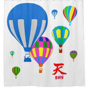 Hot Air Balloons in the sky - Sky - on white Shower Curtain