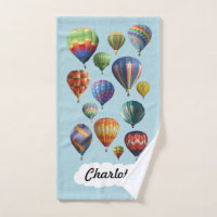 Hot Air Balloons on Light Blue Hand Towel