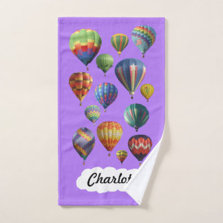 Hot Air Balloons on Light Purple Hand Towel
