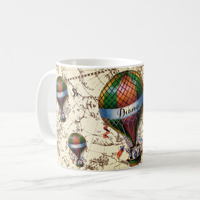 Hot Air Balloons on Zodiac Sky Add Your Name Coffee Mug (Front Left)