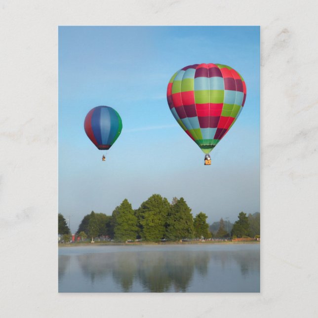 Hot air balloons over a lake,  NZ Postcard (Front)