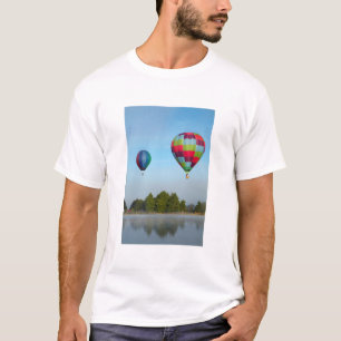 Hot air balloons over a lake, NZ T-Shirt