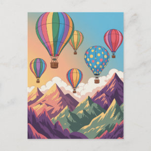 Hot air balloons over mountains Puzzle Postcard