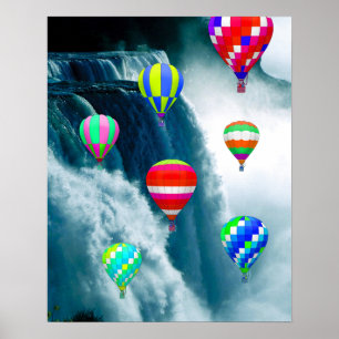 Hot Air Balloons over Niagara Falls   Poster
