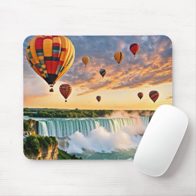 Hot Air Balloons Over Niagra Falls Mouse Pad (With Mouse)