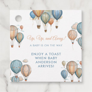 Hot Air Balloons Pastel Boy Travel Baby Shower Favour Tags